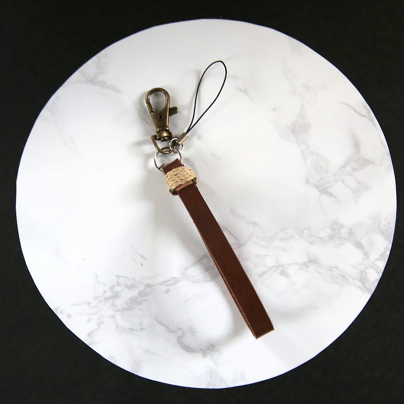 Leather mini strap - ストラップ・チェーン - 革 ブラウン