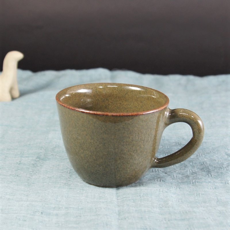 Green sea cucumber glaze coffee cup, cup, mug, cup - about 140ml - แก้วมัค/แก้วกาแฟ - ดินเผา สีเขียว