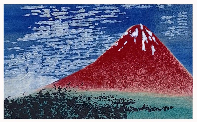 The Thirty-six Views of Mount Fuji - กระเป๋าสตางค์ - หนังแท้ สีแดง