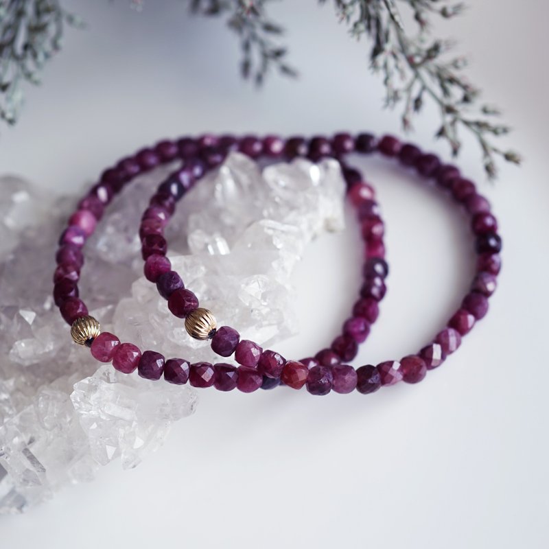 Rubellite Pink Tourmaline Bracelet Lina - สร้อยข้อมือ - เครื่องเพชรพลอย สึชมพู