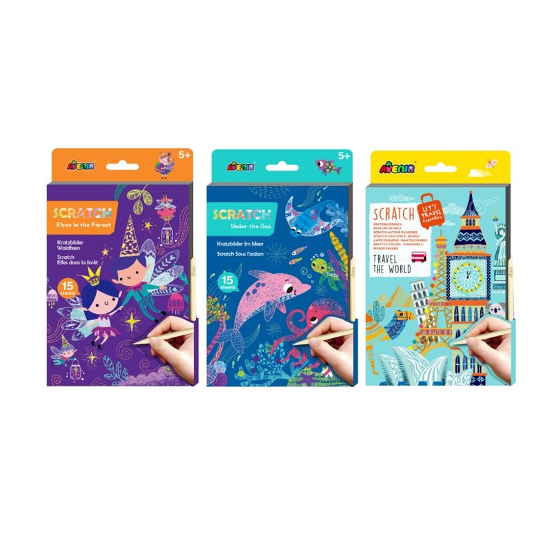 【德國Avenir Kids】中號A5刮畫本系列-海底世界/森林精靈 - 寶寶/兒童玩具/玩偶 - 紙 多色