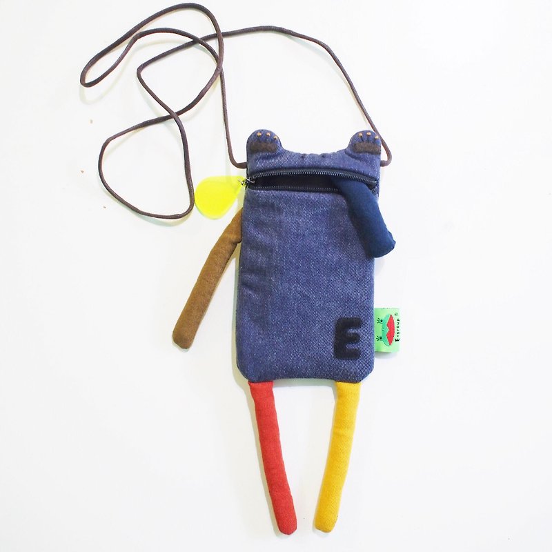 E * group washed no print mouth water phone bag (dark blue) iphone6. I7 mobile phone bag frog - Other - Cotton & Hemp Blue