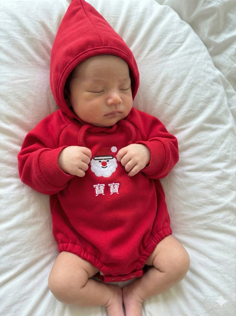 クリスマスセットの厚手のワンシー+帽子、満月のギフトボックス - トップス・Tシャツ - コットン・麻 ホワイト