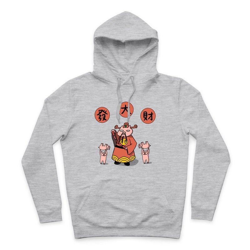 Fortuna fortune pig - dark gray Linen- Hooded T-shirt - Unisex Hoodies & T-Shirts - Cotton & Hemp Gray