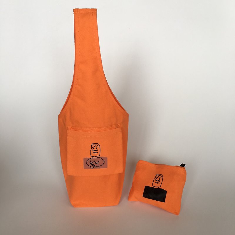 YCCT環境飲料バッグコーティングされたモデル - 小オレンジ太陽生肉（氷/メイソンボトル/魔法瓶のPaのカップ）特許機構/温度感知変更モアイ像カップセット - 水筒・タンブラー・ピッチャー - コットン・麻 オレンジ