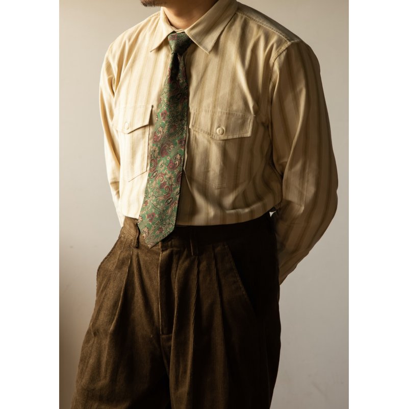 復古條紋西部襯衫 長袖 寬鬆剪裁 美式復古 春夏著用 Shirt - 男襯衫/休閒襯衫 - 棉．麻 多色
