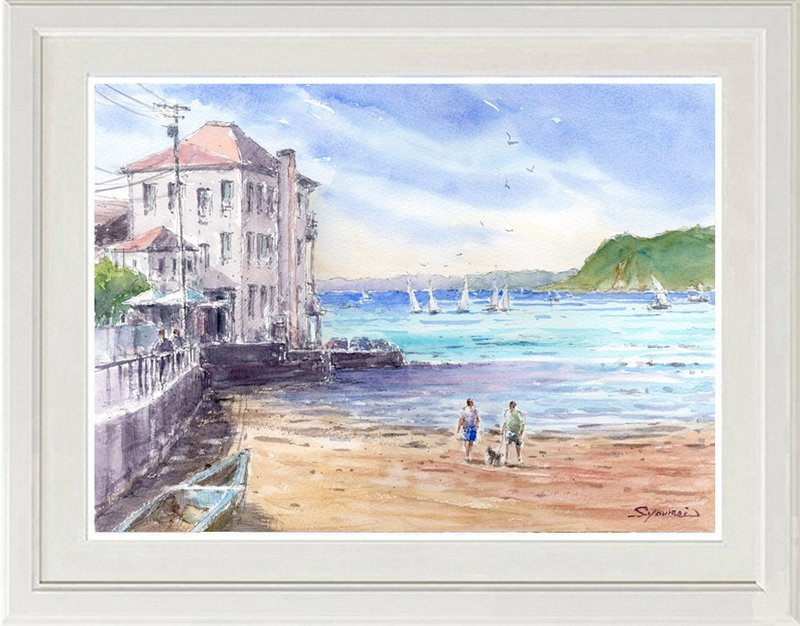 水彩画原画　鐙摺浜・湘南葉山 - 海報/掛畫/掛布 - 紙 藍色