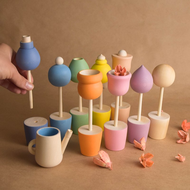 Colour Sorting Activities for Toddlers Montessori Pastel Wood Flower Bouquet - Kids' Toys - Wood Multicolor