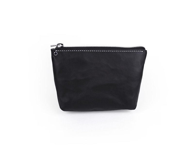 LAMB ROCK │ Cosmetic Pouch │ S │ Zipper Toiletry Makeup Bag - Toiletry Bags & Pouches - Genuine Leather Black