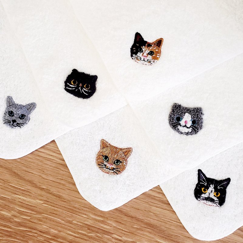 Nyaigs_Cat's Senshu Handkerchief White - ผ้าขนหนู - ผ้าฝ้าย/ผ้าลินิน ขาว