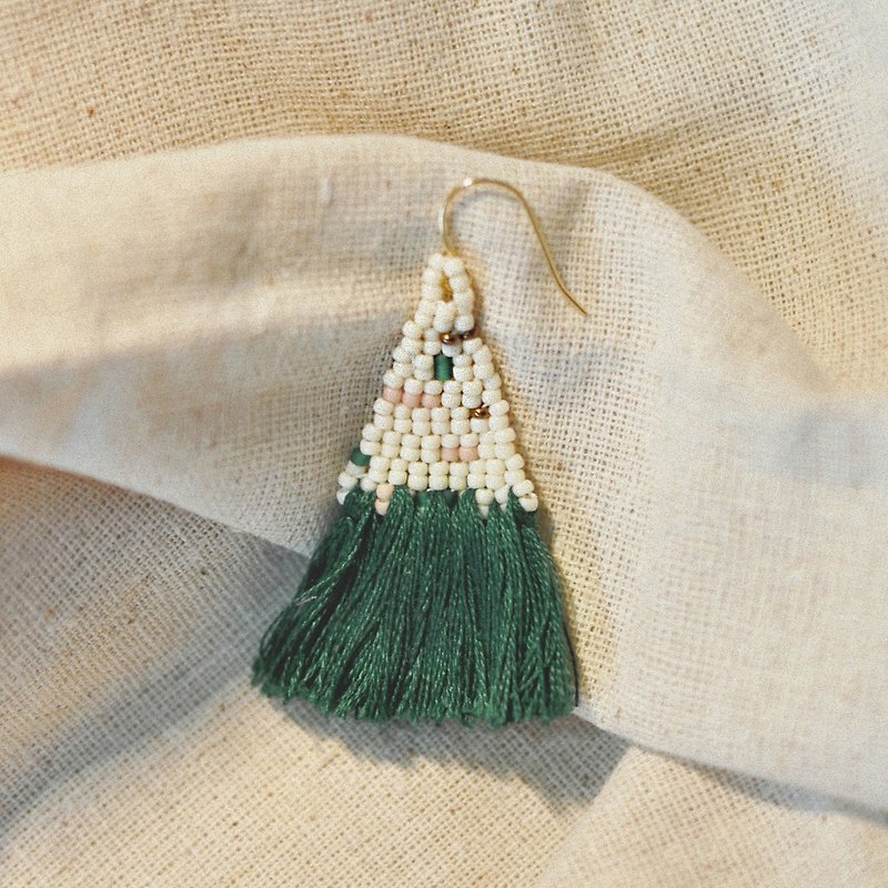 Forest Tassel Bead Earrings - Earrings & Clip-ons - Thread Green