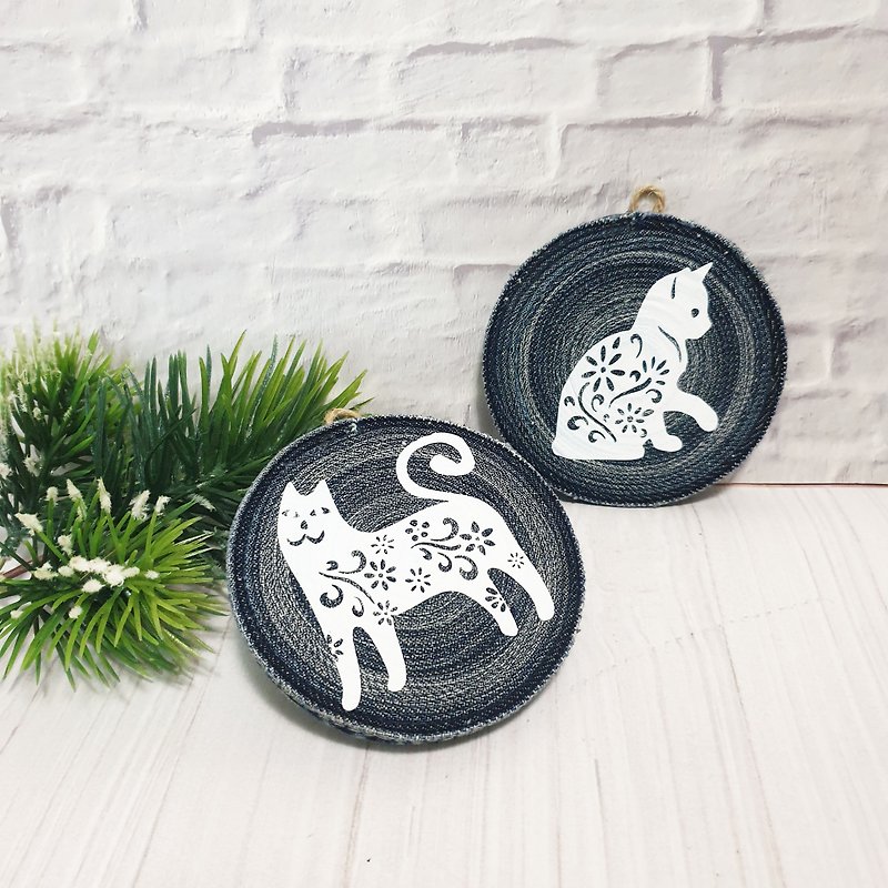 Denim Coasters Set Of 2, Recycled denim Coasters Set, Coasters Cats - Coasters - Other Metals Blue