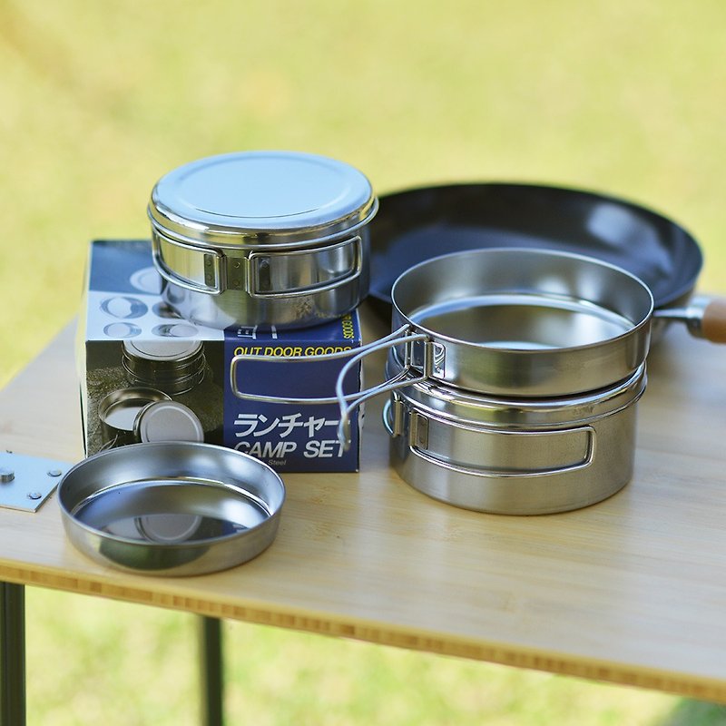Japan Takasang Metal Japanese-made Stainless Steel pots and pans universal standard 4-piece set - Camping Gear & Picnic Sets - Stainless Steel 