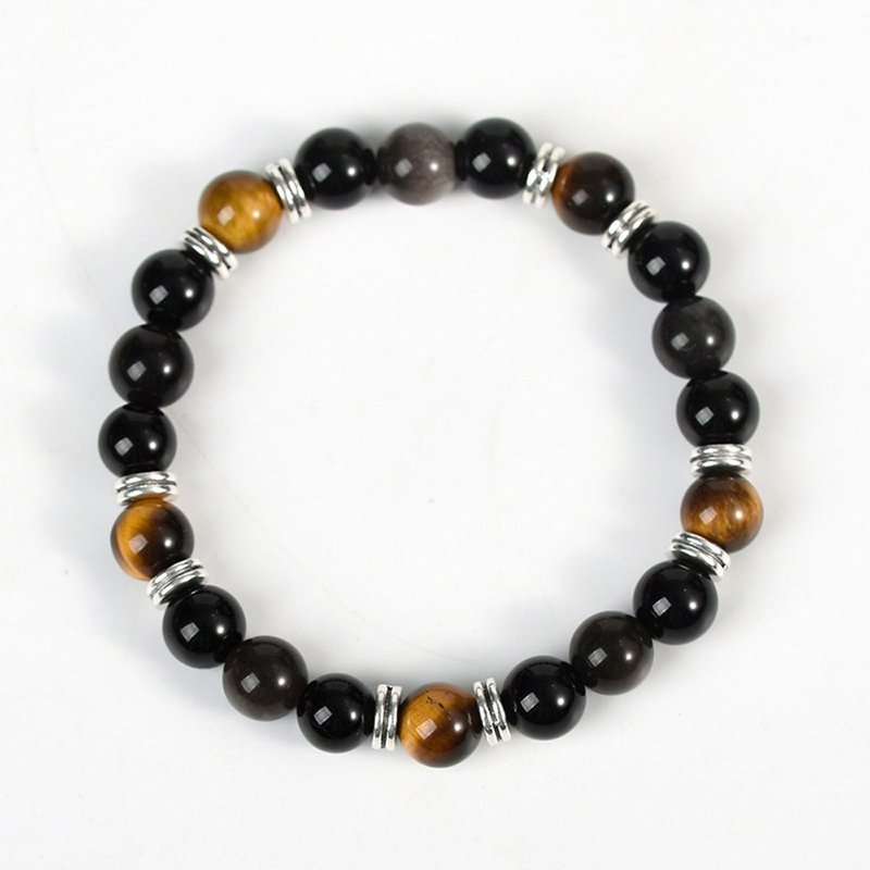 [Natural crystal bracelet] Obsidian Stone bracelet/evil crystal - Bracelets - Crystal Gold