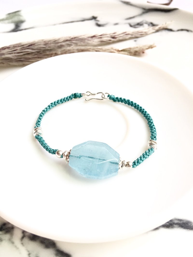Ops Aquamarine Unique Silver Gemstone bracelet - Bracelets - Gemstone Blue
