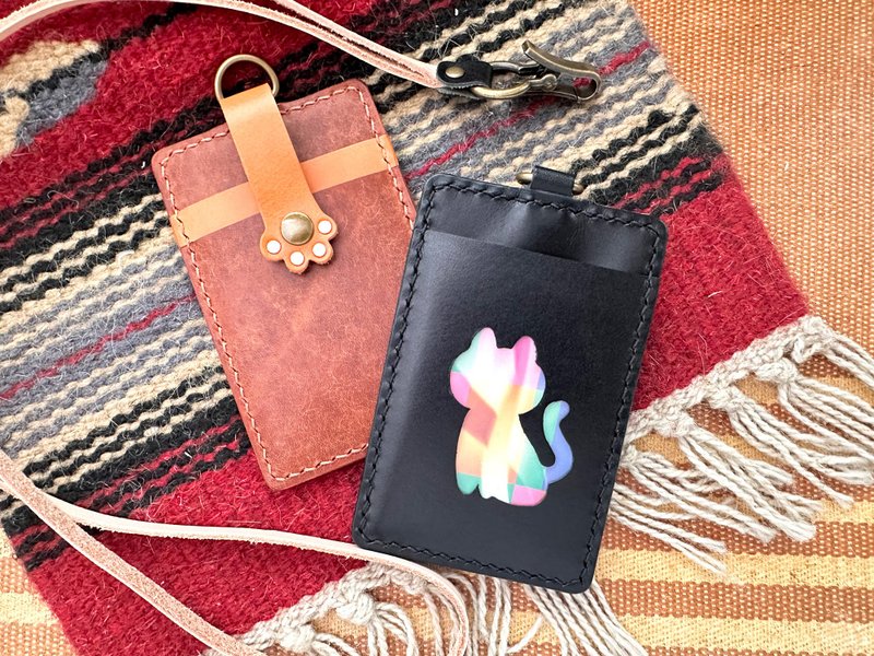 貓爪搭帶雙咭位+相位證件套 好好縫 皮革DIY材料包 可愛貓咪 實用 - 皮件/皮革 - 真皮 多色
