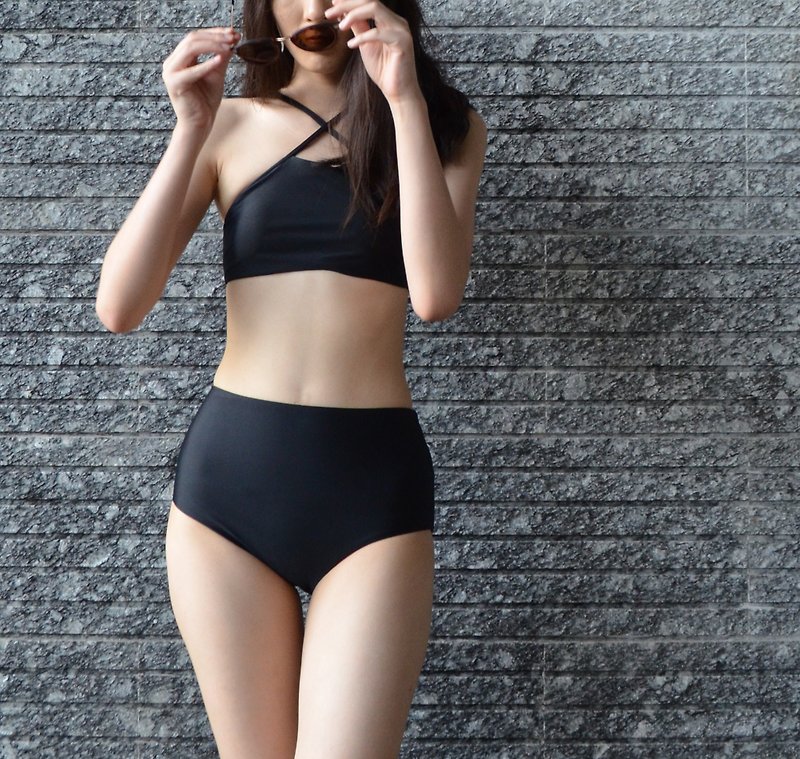 Phoenix Bikini Set - Black ( High Waist ) - Women's Swimwear - Polyester Black