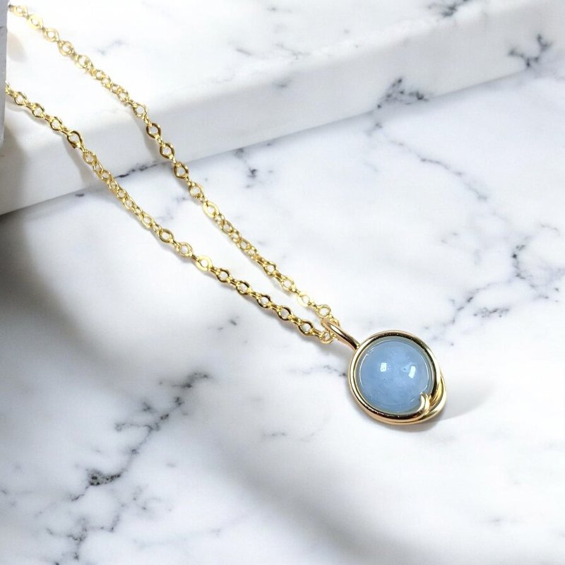 Aquamarine Necklace | 14K Gold Filled | 925 Silver | Gemstone | Mar Birthstone - สร้อยคอ - เครื่องเพชรพลอย สีน้ำเงิน