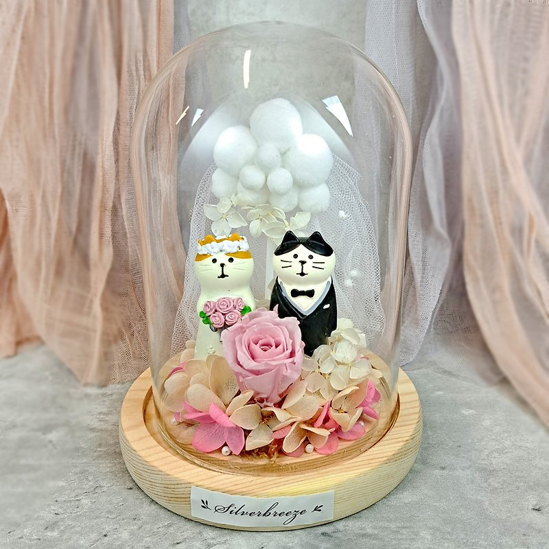 Immortal flower glass cover wedding gift wedding decoration furnishings eternal rose Valentine's Day gift PF037 - ช่อดอกไม้แห้ง - พืช/ดอกไม้ สึชมพู