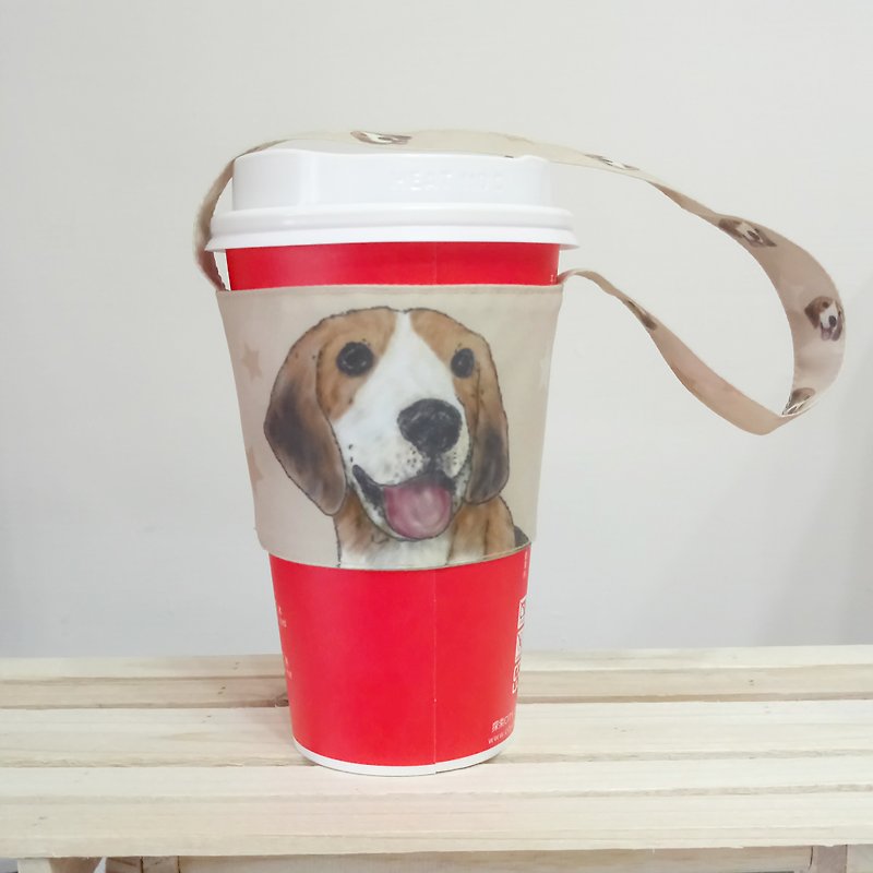 米格魯-雙面飲料杯套-狗狗素描系列~雙面飲料提袋 - 杯袋/飲料提袋 - 聚酯纖維 