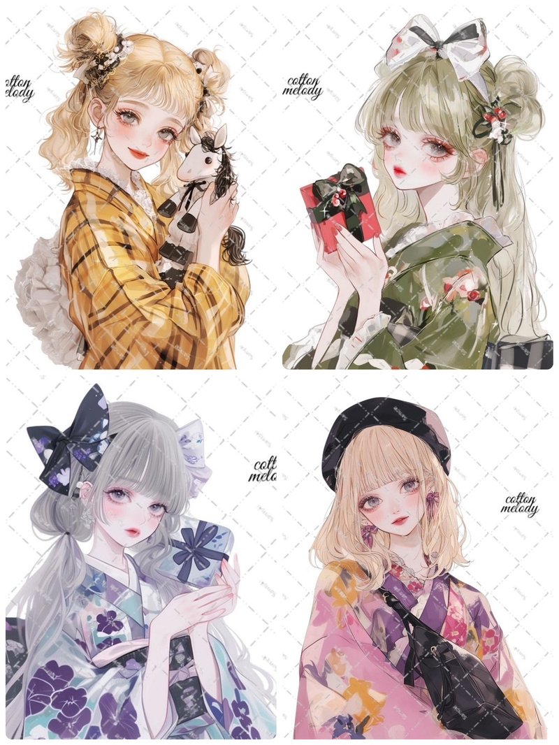 Mischievous Set / compact set / 25 designs 3 sheets each / Character Stickers - Stickers - Paper Multicolor