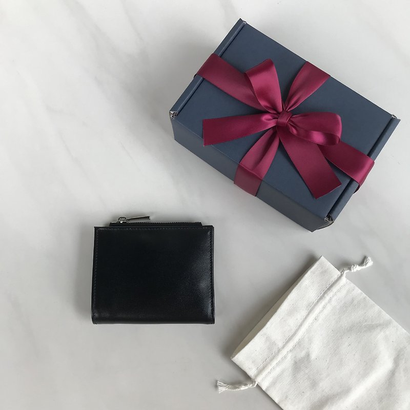 Unisex Minimalist Slim Leather wallet - Black&Silver - Wallets - Genuine Leather Black