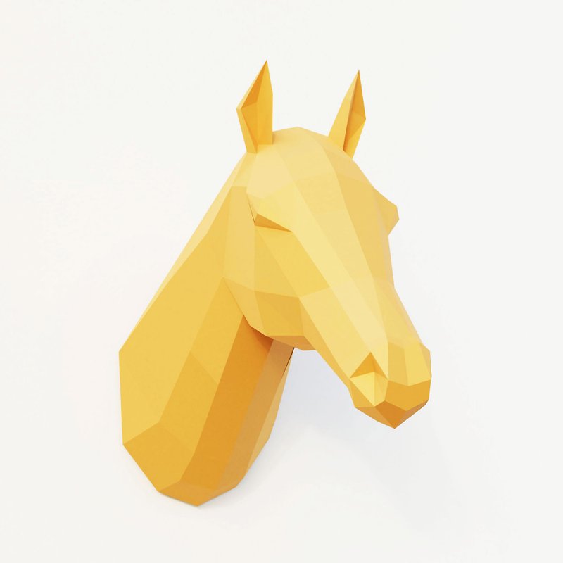 DIY Low Poly Horse Trophy (printable pdf template). Papercraft Animals