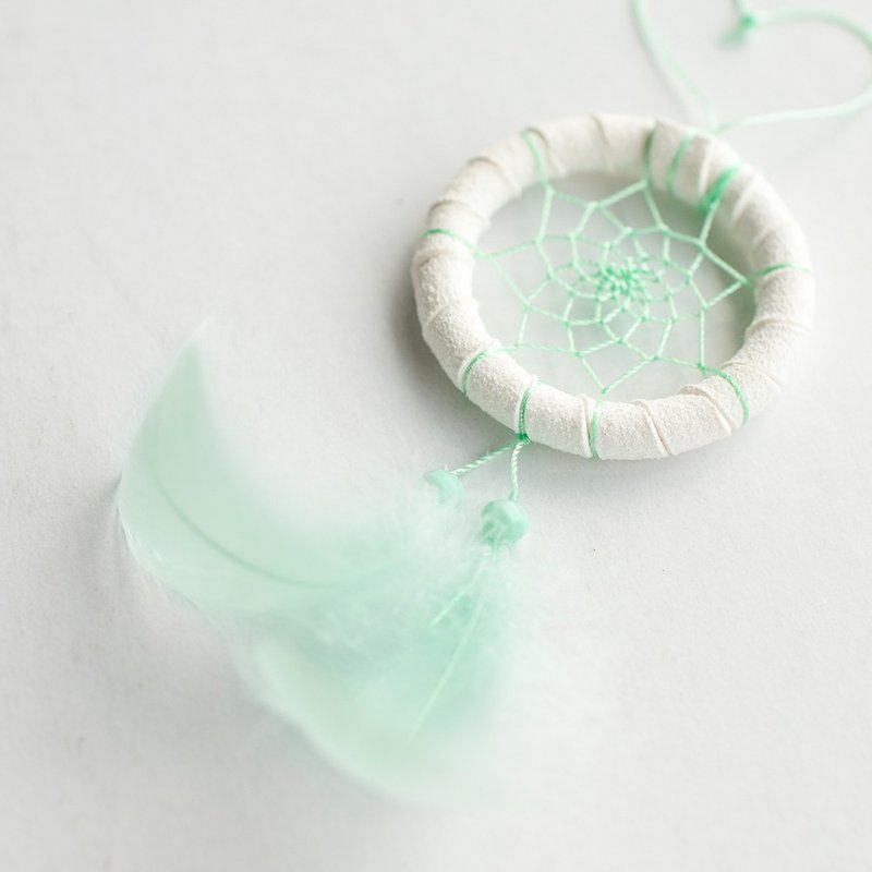 Dream Catcher Material Pack Mini Version-Mint Green (Macaron Color) Small Fresh Hand-made Gift - อื่นๆ - วัสดุอื่นๆ 