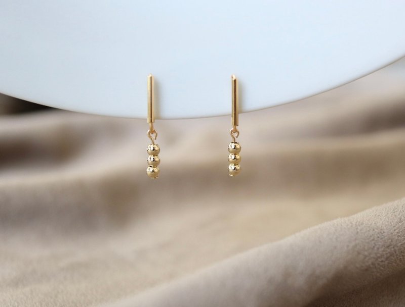 Painless earrings/stick x gold ball earrings - Earrings & Clip-ons - Other Metals Gold
