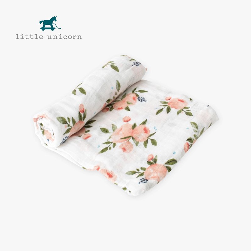 LittleUnicorn cotton gauze towel single set watercolor rose - Other - Cotton & Hemp White