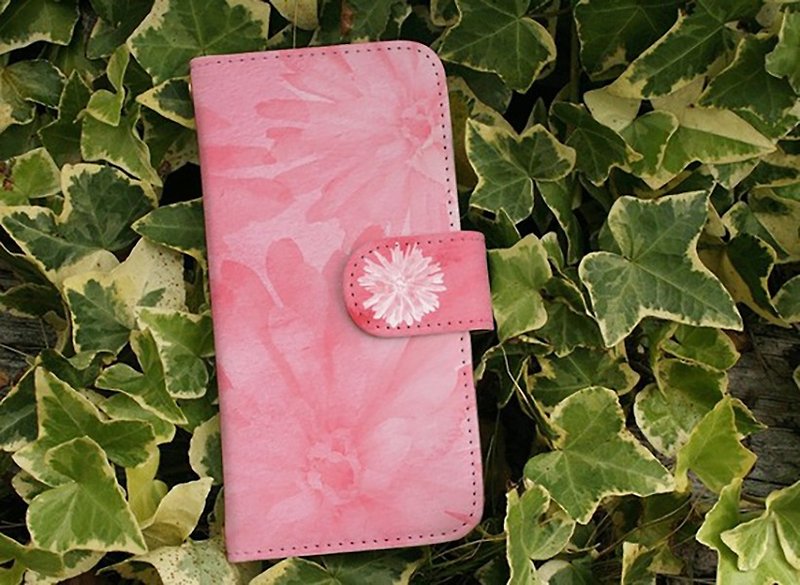 [Compatible with all models] Free shipping [Notebook type] Water flower pink smartphone case