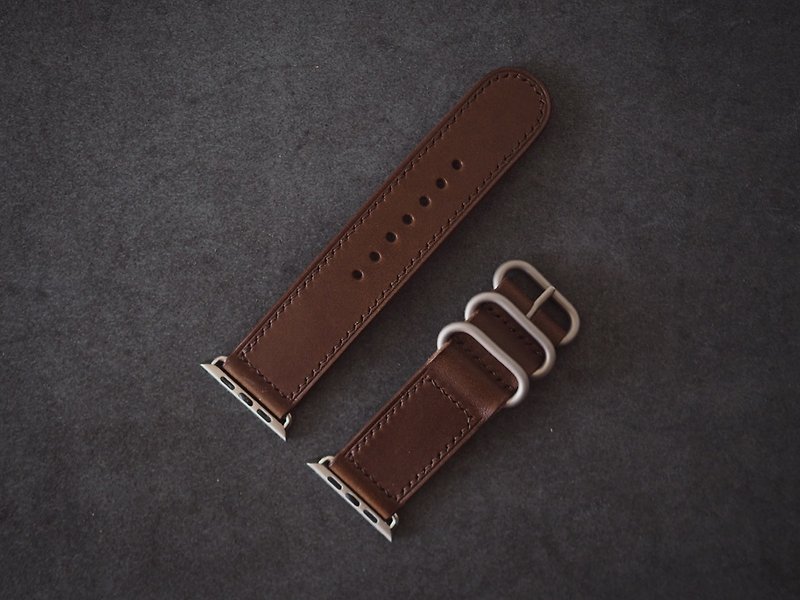 Customized Handmade Umber Leather AppleWatch Strap.iWatch Band.Gift - สายนาฬิกา - หนังแท้ สีนำ้ตาล