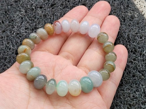 純翡翠】天然翡翠 氷辰砂 赤紫多宝珠 ブレスレット プレイヤー