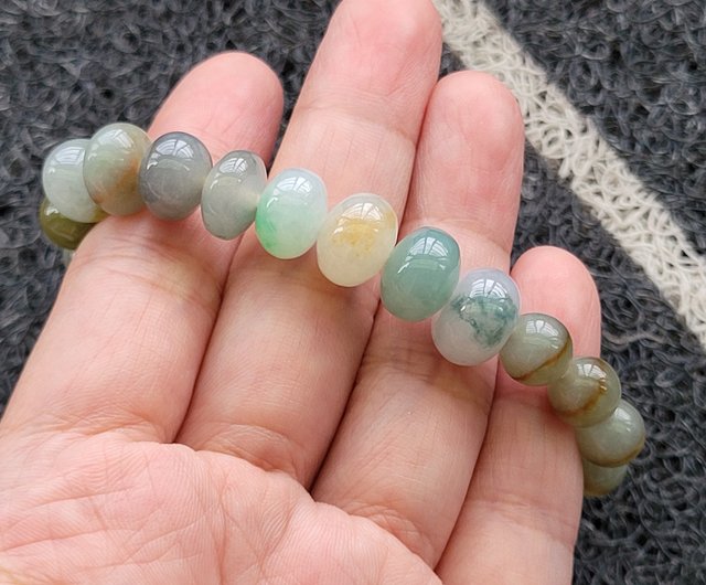 純翡翠】天然翡翠 氷辰砂 赤紫多宝珠 ブレスレット プレイヤー