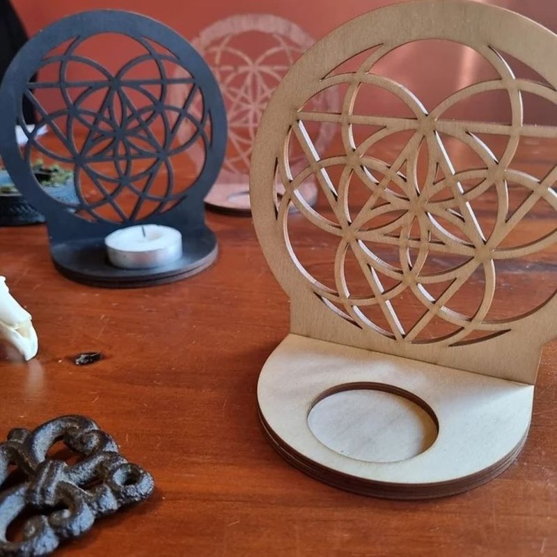 Candlestick – Sacred Geometry - Items for Display - Wood 