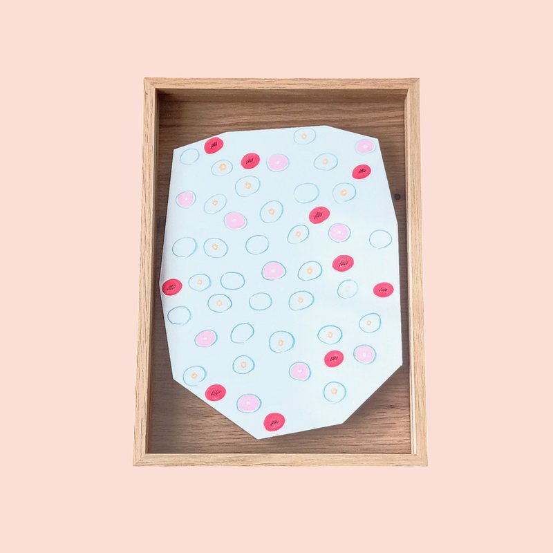 イラストレーション　はな　木製フレーム付き　送料無料　はな　花　イラスト　flower　日本掛畫 - 海報/掛畫/掛布 - 木頭 粉紅色