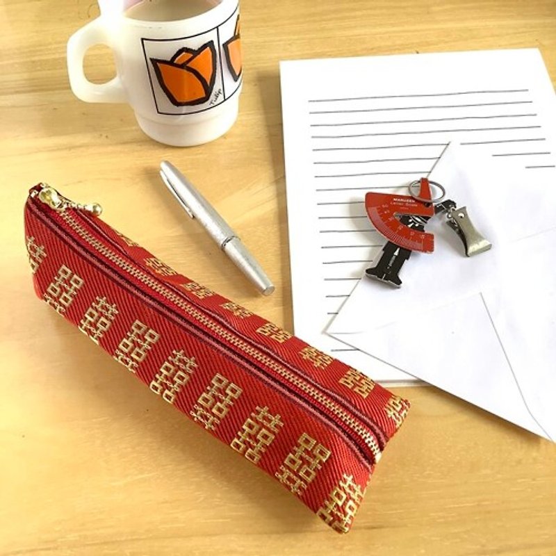 Double Happiness pattern pencil case - Pencil Cases - Other Materials Red