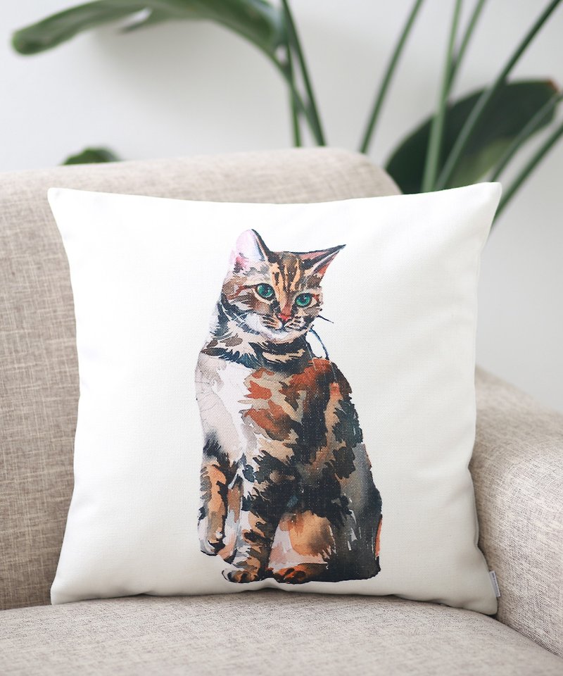 Jubilee Cushion Cover Cat Design BROWN MIX CAT - Pillows & Cushions - Cotton & Hemp Multicolor