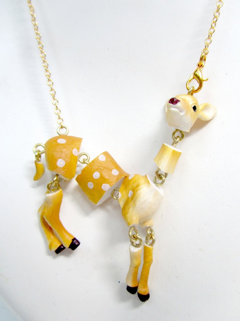 TIMBEE LO Activity Split Fawn Necklace Sika Deer Limbs Running State Cute - Necklaces - Plastic Gold