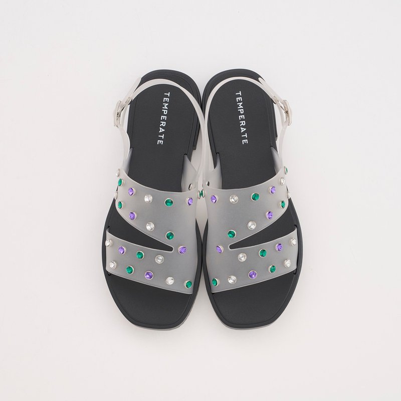 EMELDA (CLEAR) PVC BIJOU STUDS SANDALS - รองเท้าแตะ - วัสดุกันนำ้ สีใส