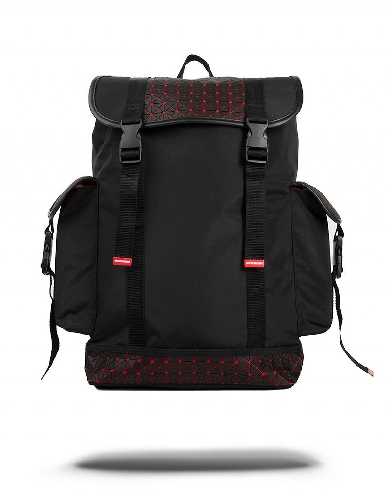 [SPRAYGROUND] RECON series Origami Rubber rubber black and red origami rear clamshell laptop Drawstring Backpack - กระเป๋าหูรูด - วัสดุอื่นๆ สีดำ