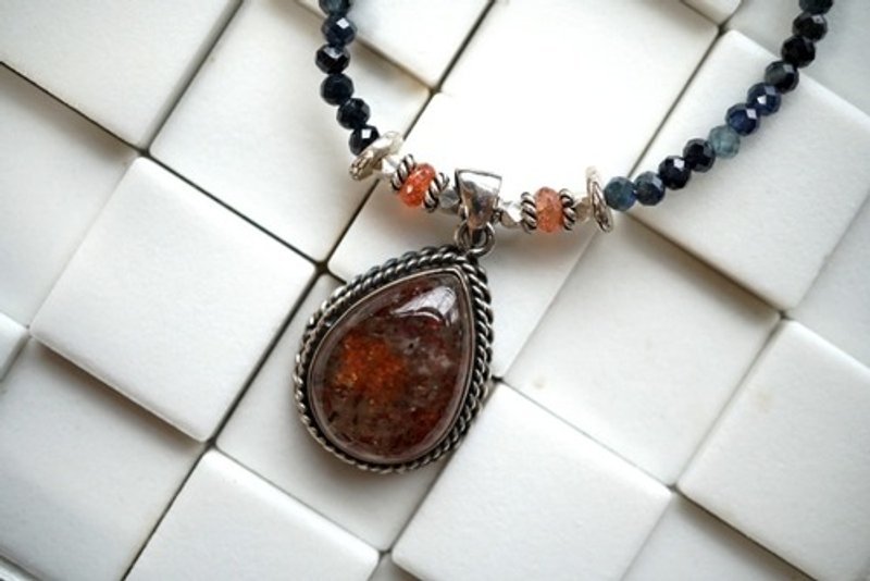 Pinkoi Proxy Purchase - Sunstone chunky top and sapphire necklace - Necklaces - Gemstone 