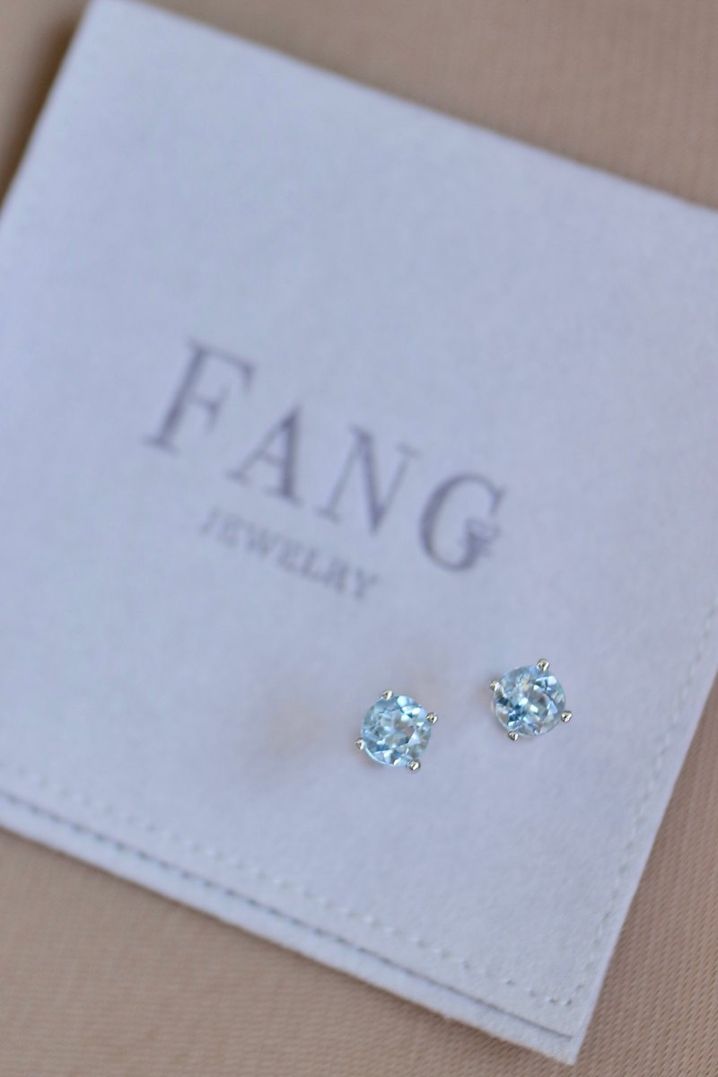 【Stone Sterling Silver Earrings】 - ต่างหู - เครื่องเพชรพลอย สีน้ำเงิน