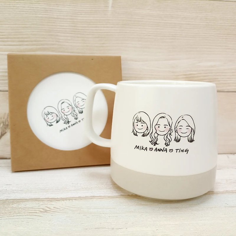 [Customized gift] Q-version portrait _ six-color frosted cup + coaster set (with mobile phone wallpaper) - Cups - Pottery Multicolor