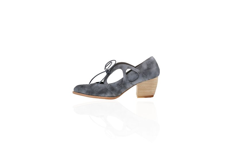 ZOODY / profile / handmade shoes / with straps shoes / gray black - Women's Leather Shoes - Genuine Leather Gray