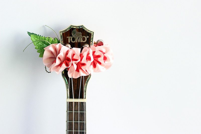 ukulele accessories,pink plumeria b,ukulele strap,ukulele,uke,hawaiian lei - อุปกรณ์กีตาร์ - ผ้าฝ้าย/ผ้าลินิน สึชมพู