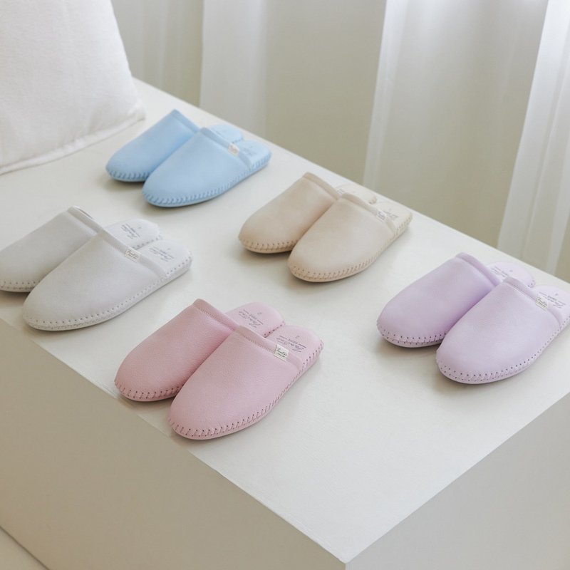 Fast Shipping | Genuine Leather Hand-Sewn Non-slip Indoor Slippers (Women)-5 Colors/Mother's Day Gift - รองเท้าแตะในบ้าน - หนังแท้ หลากหลายสี