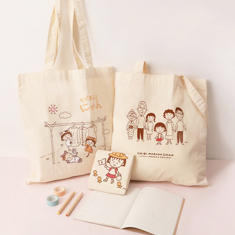 櫻桃小丸子棉布手提袋 - 原色手提袋 側背包 環保購物袋 Eco Bag - 側背包/斜背包 - 棉．麻 多色