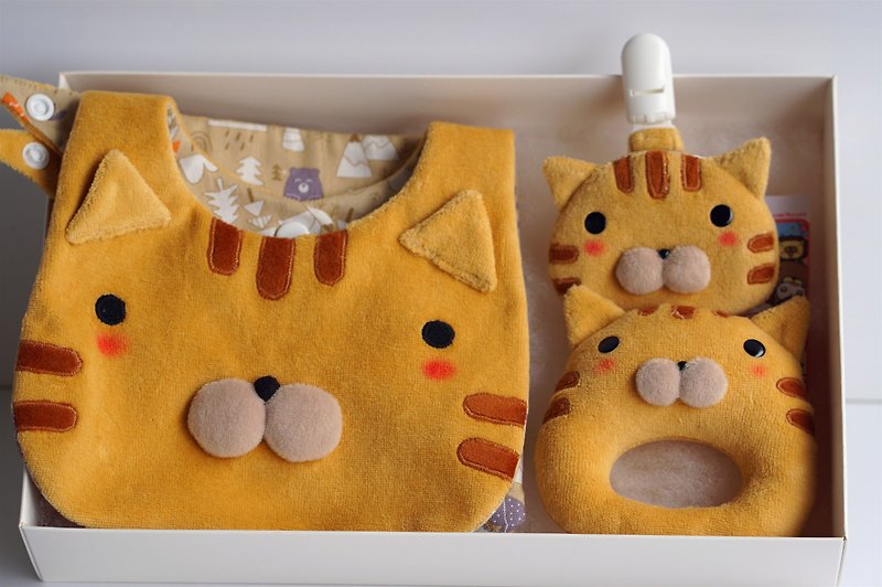Bucute Tiger Baby's Miyue Gift Set/Saliva towel/Amulet/Handbell/Miyue - Baby Gift Sets - Other Materials Orange