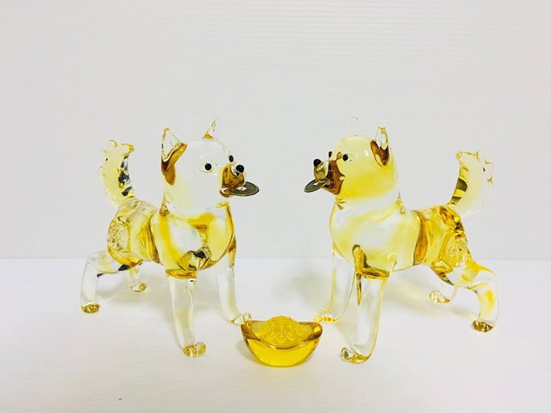水晶玻璃 柴犬 財犬 招財 生肖狗 - 擺飾/家飾品 - 玻璃 黃色